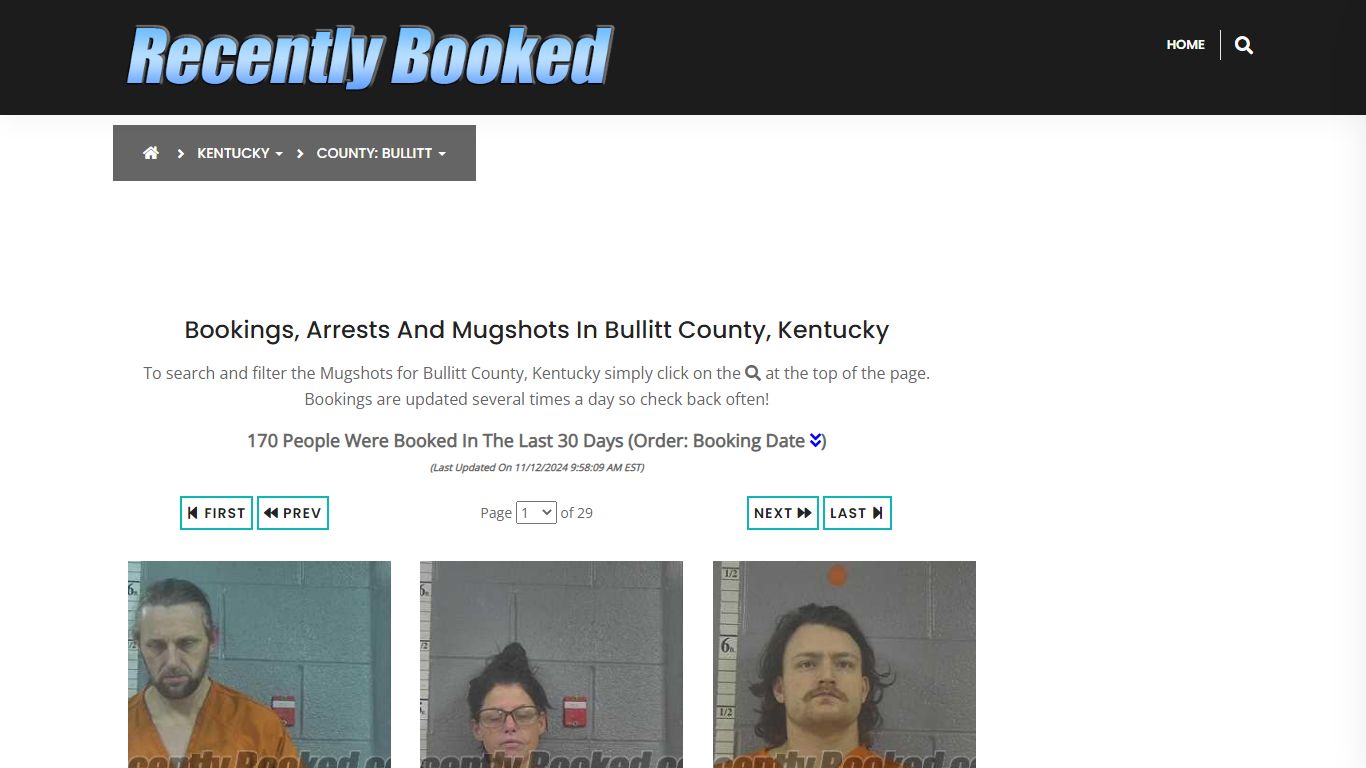 Bookings, Arrests and Mugshots in Bullitt County, Kentucky