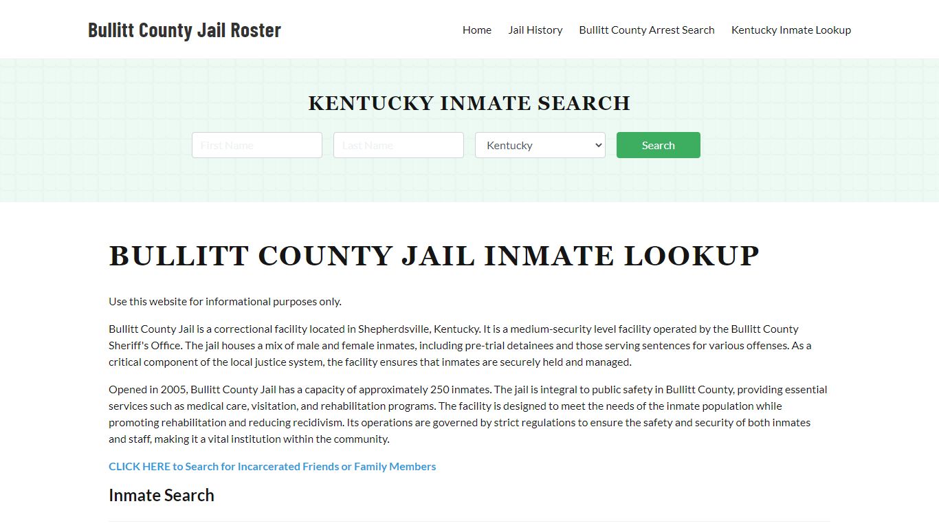 Bullitt County Jail Roster Lookup, KY, Inmate Search